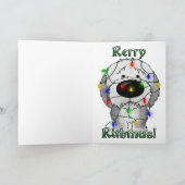 Oude Engelse Sheepdog - kerstlampjes Feestdagen Kaart (Binnen)