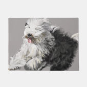 Oude Engelse Sheepdog - "Koming Through!" Deurmat (Voorkant)