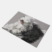 Oude Engelse Sheepdog - "Koming Through!" Deurmat (Schuin)