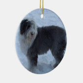 Oude Engelse Sheepdog Ornament - Sneeuwhond! (Rechts)