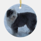 Oude Engelse Sheepdog Ornament - Sneeuwhond! (Voorkant)