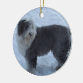 Oude Engelse Sheepdog Ornament - Sneeuwhond! (Links)