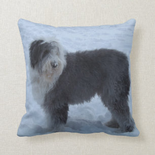 Oude Engelse Sheepdog Pillow - Sneeuwhond! Kussen