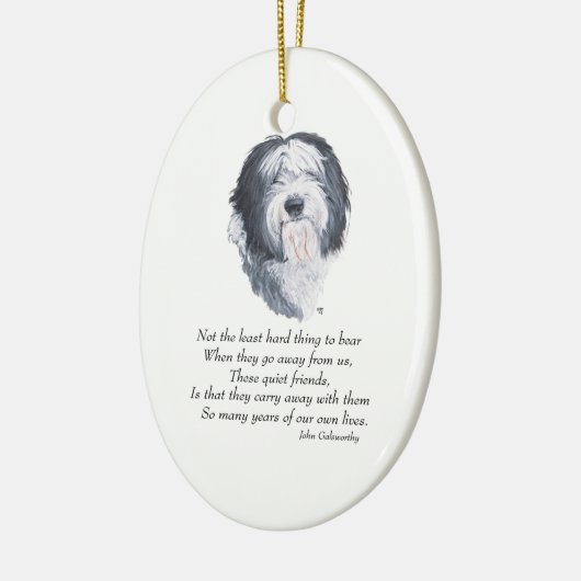 Oude Engelse Sheepdog Rainbow Bridge Keramisch Ornament (Links)