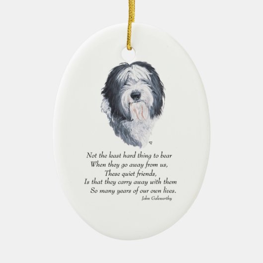 Oude Engelse Sheepdog Rainbow Bridge Keramisch Ornament (Voorkant)