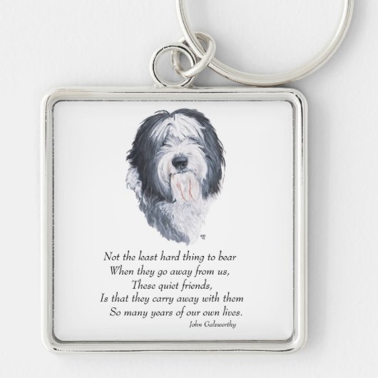 Oude Engelse Sheepdog Rainbow Bridge Sleutelhanger (Voorkant)