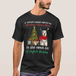Oude Engelse Sheepdog Reindeer kerstboom Ornam T-shirt