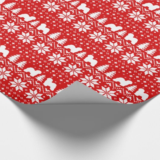 Oude Engelse Sheepdog Silhouettes kerstfeestdag Cadeaupapier (Hoek)