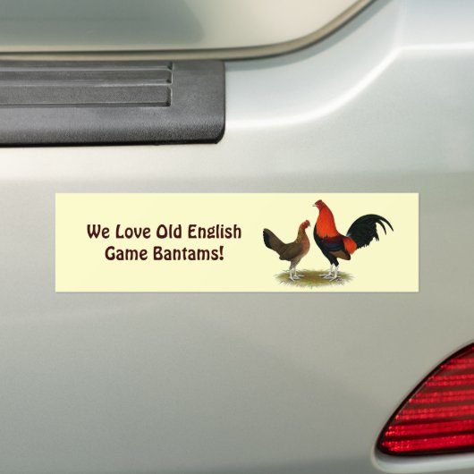 Oude Engelse spelbantams: BB Red Pair Bumpersticker (Op auto)