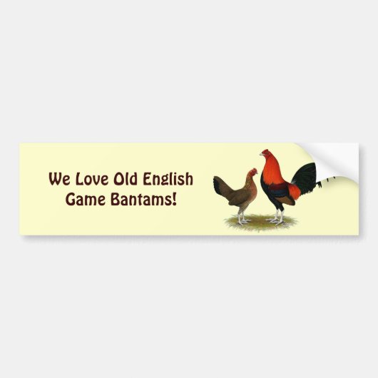 Oude Engelse spelbantams: BB Red Pair Bumpersticker (Voorkant)