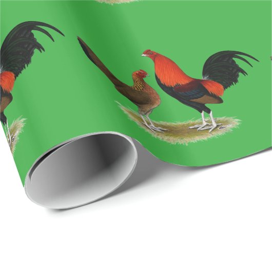 Oude Engelse spelbantams: BB Red Pair Cadeaupapier (Rol Hoek)