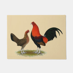 Oude Engelse spelbantams: BB Red Pair Deurmat