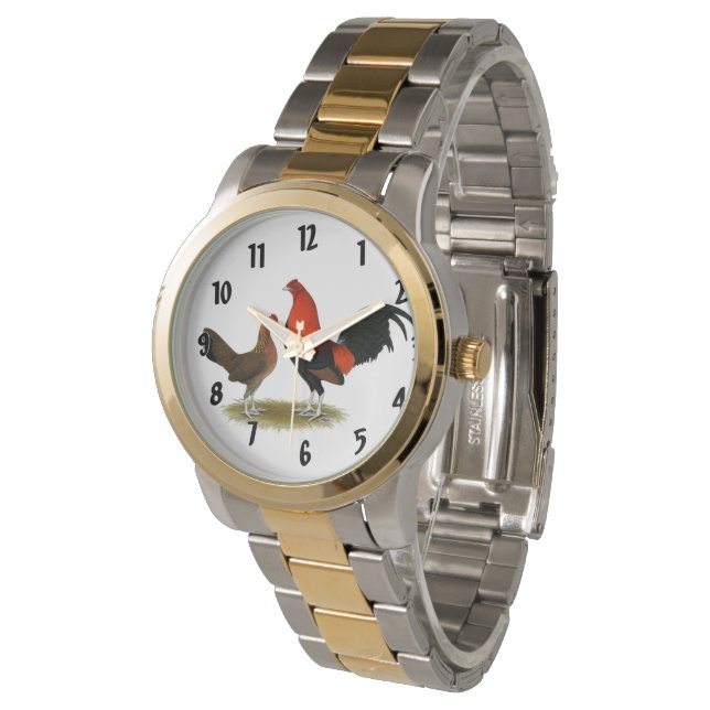 Oude Engelse spelbantams: BB Red Pair Horloge (Gekanteld)