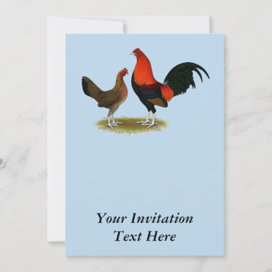 Oude Engelse spelbantams: BB Red Pair Kaart (Voorkant)