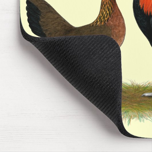 Oude Engelse spelbantams: BB Red Pair Muismat (Hoek)