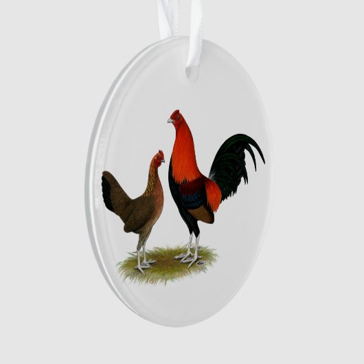 Oude Engelse spelbantams: BB Red Pair Ornament (voorkant)