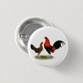 Oude Engelse spelbantams: BB Red Pair Ronde Button 3,2 Cm (Voorkant /achterkant)