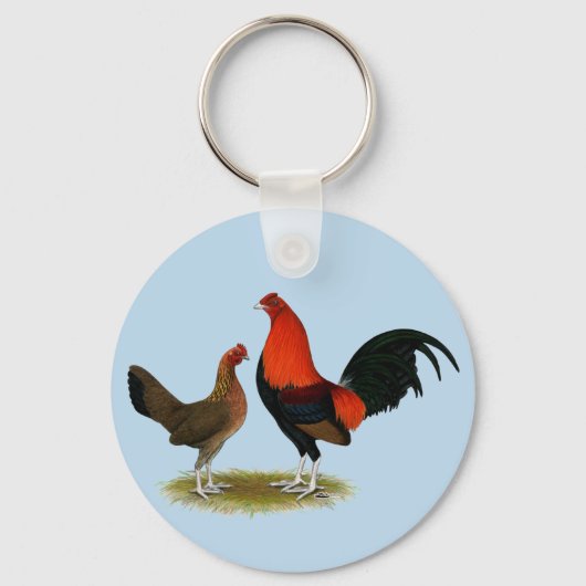 Oude Engelse spelbantams: BB Red Pair Sleutelhanger (Voorkant)