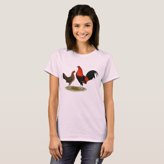 Oude Engelse spelbantams: BB Red Pair T-shirt (Voorkant volledig)