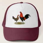 Oude Engelse spelbantams: BB Red Pair Trucker Pet (Voorkant)