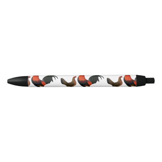 Oude Engelse spelbantams: BB Red Pair Zwarte Inkt Pen (Voorkant)
