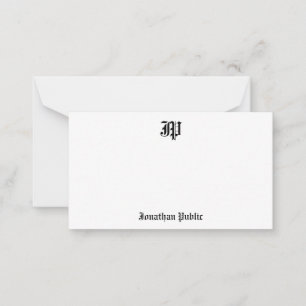 Oude Engelse tekst gecalligrafeerd Monogram Sjablo Notitiekaartje