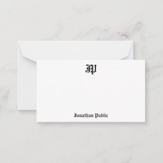 Oude Engelse tekst gecalligrafeerd Monogram Sjablo Notitiekaartje (Voorkant)