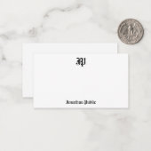 Oude Engelse tekst gecalligrafeerd Monogram Sjablo Notitiekaartje (Voorkant / Achterkant in situ)