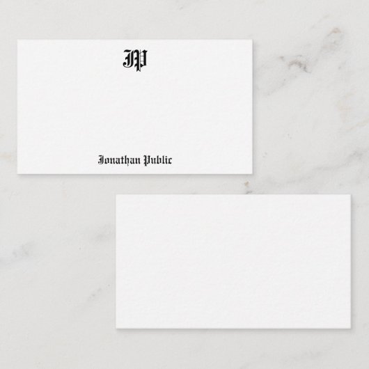 Oude Engelse tekst gecalligrafeerd Monogram Sjablo Notitiekaartje (Voorkant / Achterkant)