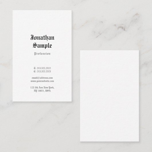 Oude Engelse tekst Nostalgische Sjabloon Cool Clas Visitekaartje (Voorkant / Achterkant)