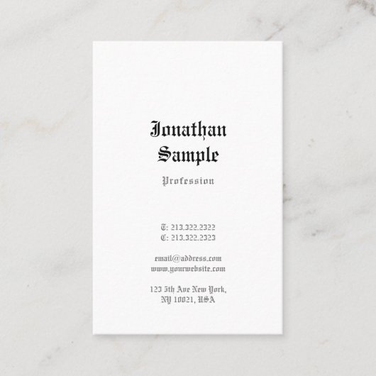 Oude Engelse tekst Nostalgische Sjabloon Cool Clas Visitekaartje (Voorkant)