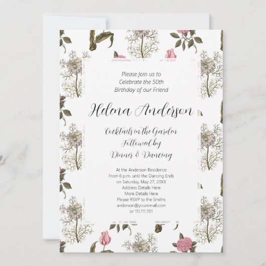 Oude Engelse tuin Floral Birthday Kaart (Achterkant)