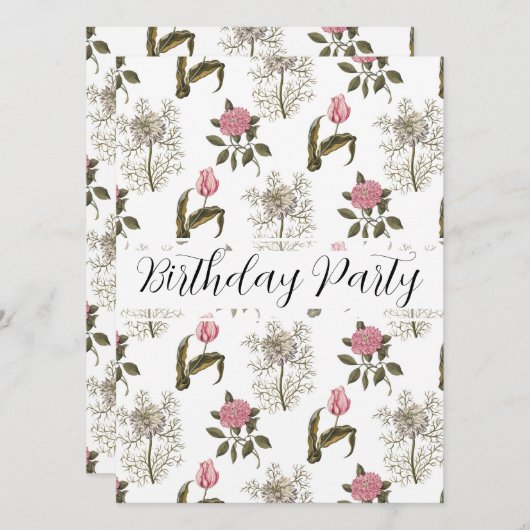 Oude Engelse tuin Floral Birthday Kaart (Voorkant / Achterkant)