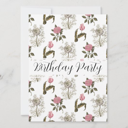 Oude Engelse tuin Floral Birthday Kaart (Voorkant)