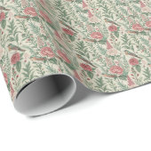 Oude Engelse Tuinvogel & Roos Bloemmotief Cadeaupapier (Rol Hoek)