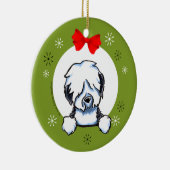 Oude Engelstalige kerstcadeautjes van Sheepdog Keramisch Ornament (Rechts)