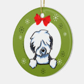 Oude Engelstalige kerstcadeautjes van Sheepdog Keramisch Ornament (Links)