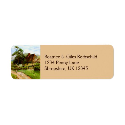 Oude Engelstalige labels voor het retouradres in E (Voorkant)