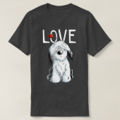 Oude Engelstalige sapdog Love I Dog T-shirt Bobtai (Design voorkant)