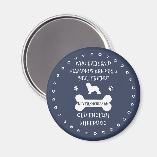 Oude Engelstalige Sheepdog Best Friend Magneet (Voorkant / Achterkant)