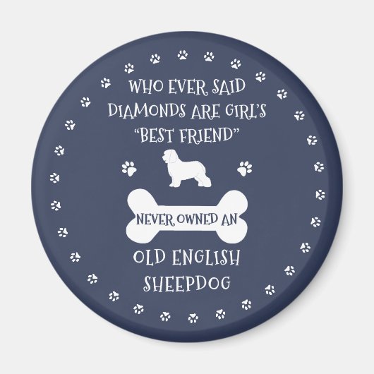 Oude Engelstalige Sheepdog Best Friend Magneet (Voorkant)