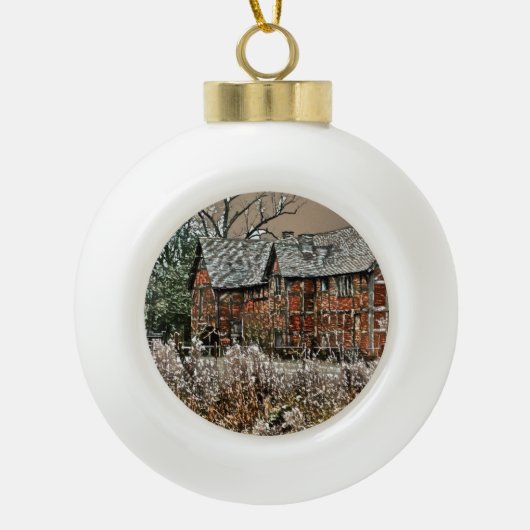 OUDE ENGLAND KERAMISCHE BAL ORNAMENT (Voorkant)