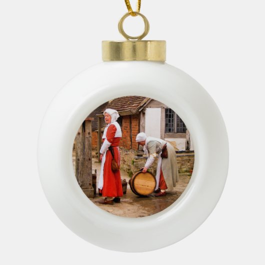 OUDE ENGLAND KERAMISCHE BAL ORNAMENT (Voorkant)