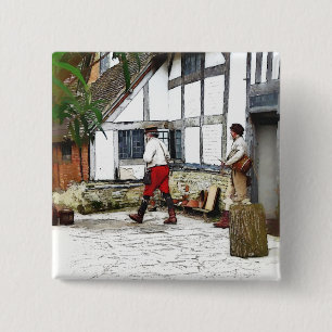 OUDE ENGLAND VIERKANTE BUTTON 5,1 CM