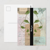 Oude Ephemera Collage Bedankt Briefkaart (Voorkant / Achterkant)