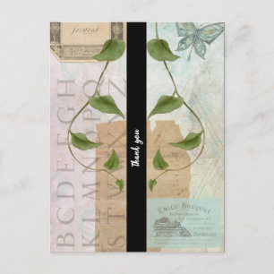 Oude Ephemera Collage Bedankt Briefkaart