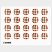 Oude erfgoed tomatensoort botanisch raster ronde sticker (Vel)
