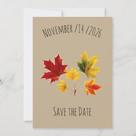 Oude esdoornbladeren save the date (Voorkant)