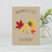 Oude esdoornbladeren save the date (Staand voorkant)