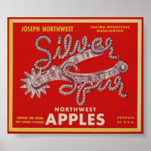 oude etiketten van appelfruit poster